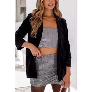 Sonia Rykiel Paris Velvet Jacket Black Micro Glitter Sparkle M Modal Blend VTG